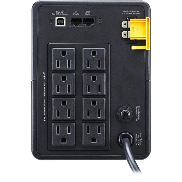 APC Back UPS, 1200VA/650W, Tower, 120V, 8x NEMA 5-15R outlets, USB Type A + C Ports, User Replaceable Battery - Image 6