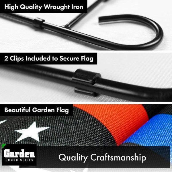 G128 Combo Pack: Garden Flag Stand Black 36x16 Inch & Garden Flag Thin Blue and Red Line 12x18 Inch - Image 3