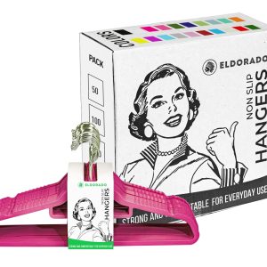 Non Slip Adult Hangers Multicolor for Everyday Use Value Packs (Hot Pink 50)