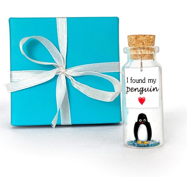 Cute and Kawaii Anniversary Presents   Personalized Love Gifts for Boyfriend Girlfriend   Romantic Gift for Her Him (Black and White Penguin   I Found My Penguin in Teal Gift Box)