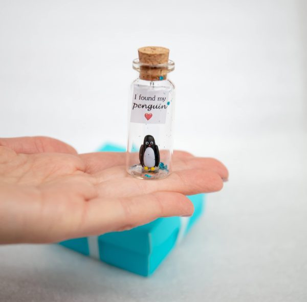 Cute and Kawaii Anniversary Presents   Personalized Love Gifts for Boyfriend Girlfriend   Romantic Gift for Her Him (Black and White Penguin   I Found My Penguin in Teal Gift Box) - Image 2