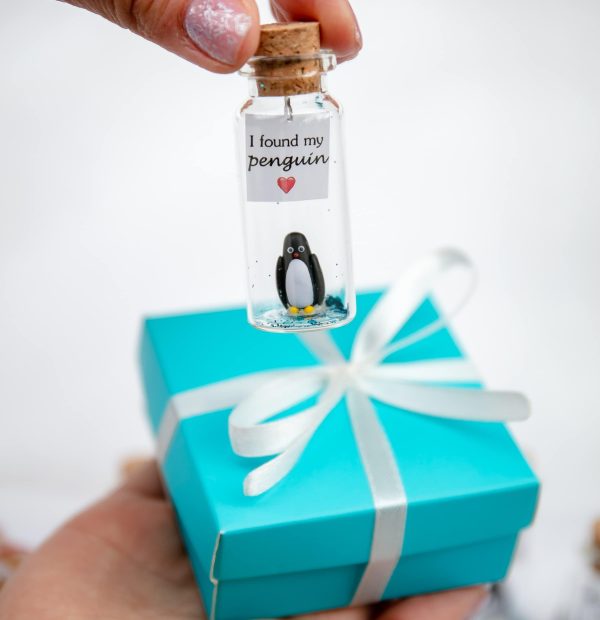 Cute and Kawaii Anniversary Presents   Personalized Love Gifts for Boyfriend Girlfriend   Romantic Gift for Her Him (Black and White Penguin   I Found My Penguin in Teal Gift Box) - Image 3
