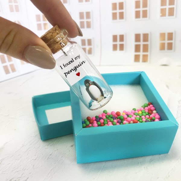 Cute and Kawaii Anniversary Presents   Personalized Love Gifts for Boyfriend Girlfriend   Romantic Gift for Her Him (Black and White Penguin   I Found My Penguin in Teal Gift Box) - Image 5