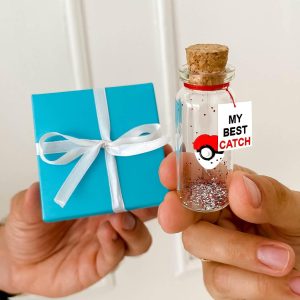Cute Anniversary Present For Girlfriend or Boyfriend Unique Game Inspired Romantic Bottle For Him Anniversary Love Wish Jar For Husband (Teal Box My Best Catch)