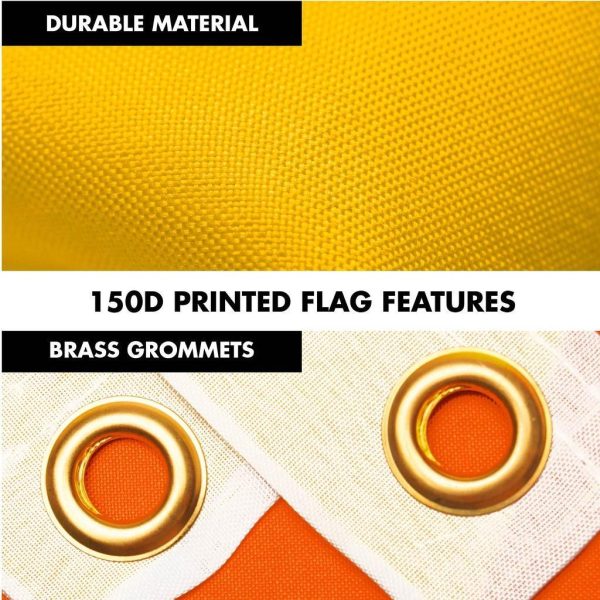 G128 Combo Pack: 6 Ft Tangle Free Spinning Flagpole (White) & Bhutan Flag 3x5 Ft Printed 150D Polyester, Brass Grommets (Flag Included) Aluminum Flag Pole - Image 4