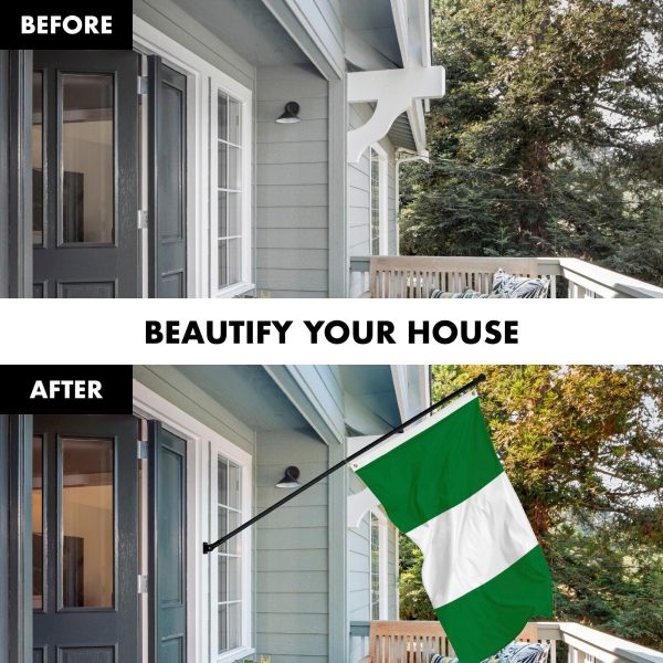 G128 Combo Pack: 6 Feet Tangle Free Spinning Flagpole (Black) Nigeria Nigerian Flag 3x5 ft Printed 150D Brass Grommets (Flag Included) Aluminum Flag Pole - Image 3