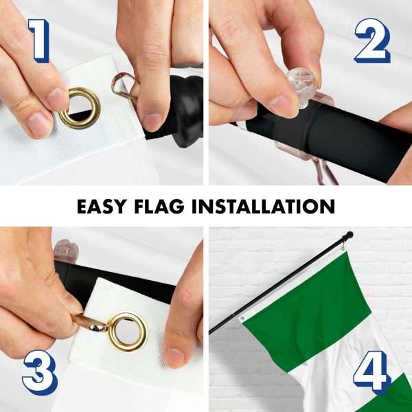 G128 Combo Pack: 6 Feet Tangle Free Spinning Flagpole (Black) Nigeria Nigerian Flag 3x5 ft Printed 150D Brass Grommets (Flag Included) Aluminum Flag Pole - Image 7