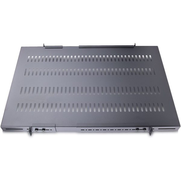StarTech.com 1U 4-Post 19.5 to 38in Adjustable Mounting Depth Vented Rack Mount Shelf - Heavy Duty Fixed Rack Shelf - 330lbs / 150kg - 27.5in Deep - Image 4
