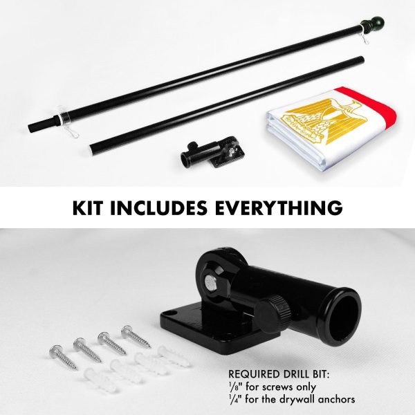 G128 Combo Pack: 6 Feet Tangle Free Spinning Flagpole (Black) Egypt Egyptian Flag 3x5 ft Printed 150D Brass Grommets (Flag Included) Aluminum Flag Pole - Image 2