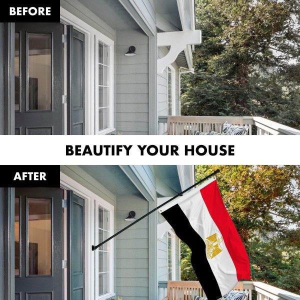G128 Combo Pack: 6 Feet Tangle Free Spinning Flagpole (Black) Egypt Egyptian Flag 3x5 ft Printed 150D Brass Grommets (Flag Included) Aluminum Flag Pole - Image 3