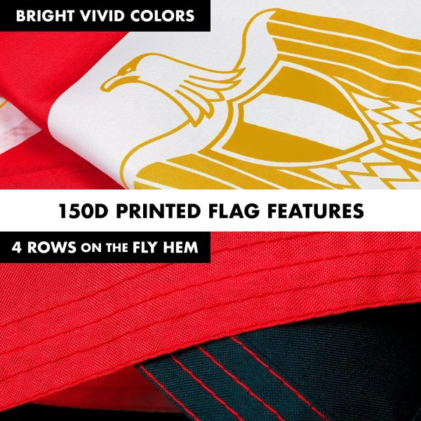 G128 Combo Pack: 6 Feet Tangle Free Spinning Flagpole (Black) Egypt Egyptian Flag 3x5 ft Printed 150D Brass Grommets (Flag Included) Aluminum Flag Pole - Image 5