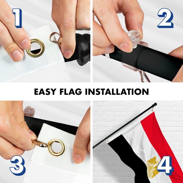 G128 Combo Pack: 6 Feet Tangle Free Spinning Flagpole (Black) Egypt Egyptian Flag 3x5 ft Printed 150D Brass Grommets (Flag Included) Aluminum Flag Pole - Image 7