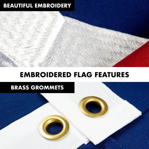 G128 Flag Pole 5 FT Silver Tangle Free & Texas Flag 2.5x4 FT Combo Embroidered Spun Polyester - Image 4