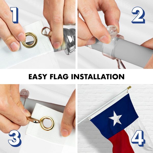 G128 Flag Pole 5 FT Silver Tangle Free & Texas Flag 2.5x4 FT Combo Embroidered Spun Polyester - Image 7