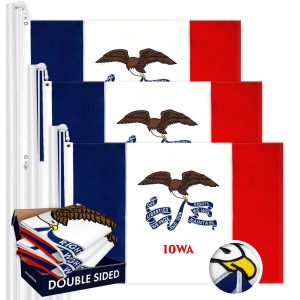 Iowa IA State Flag 3x5 Ft 3-Pack Double-sided Embroidered Polyester By G128