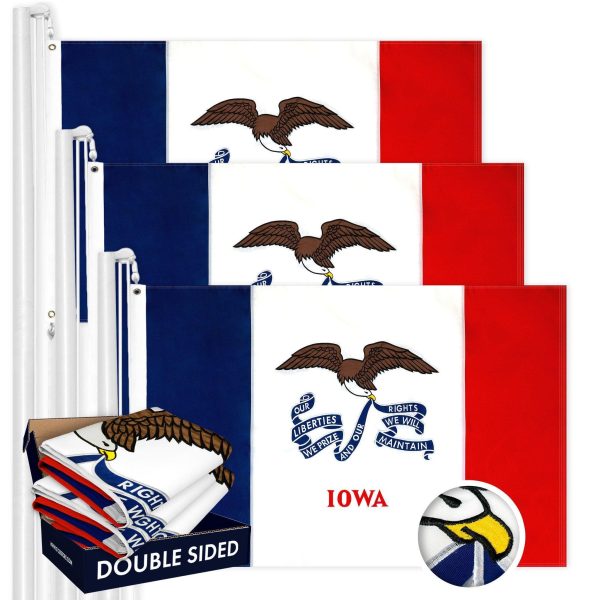 Iowa IA State Flag 3x5 Ft 3-Pack Double-sided Embroidered Polyester By G128