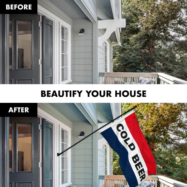 G128 Combo Pack: 6 Feet Tangle Free Spinning Flagpole (Black) Cold Beer Flag 3x5 ft Printed 150D Brass Grommets (Flag Included) Aluminum Flag Pole - Image 3