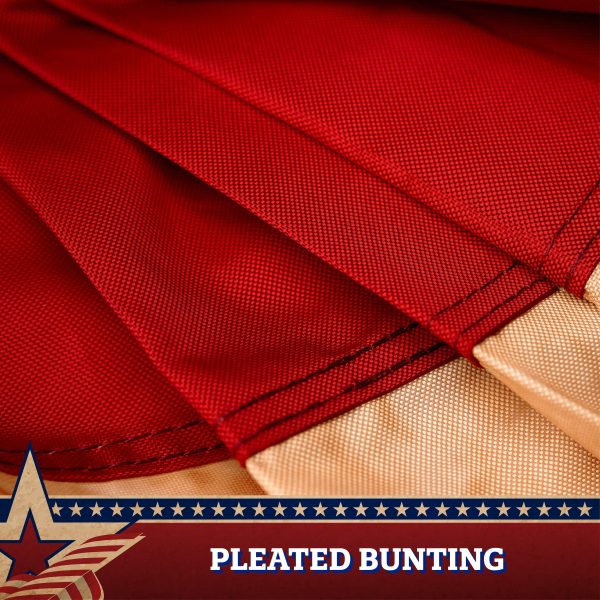 G128 - 3 Pack: USA Tea Stained Pleated Fan Flag 3x6FT Embroidered Polyester Stars and Stripes - Image 6