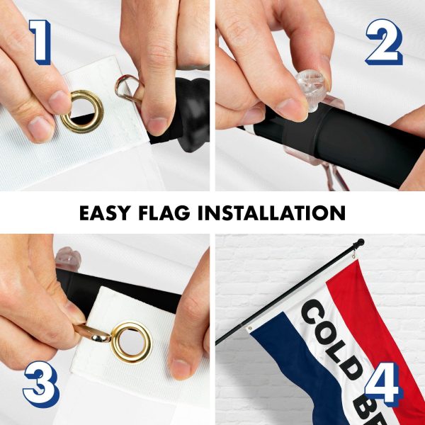 G128 Combo Pack: 6 Feet Tangle Free Spinning Flagpole (Black) Cold Beer Flag 3x5 ft Printed 150D Brass Grommets (Flag Included) Aluminum Flag Pole - Image 7