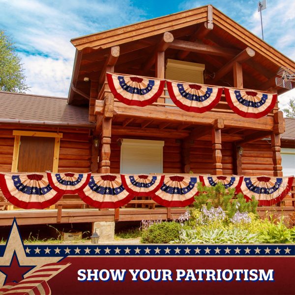 G128 - 3 Pack: USA Tea Stained Pleated Fan Flag 3x6FT Embroidered Polyester Stars and Stripes - Image 7