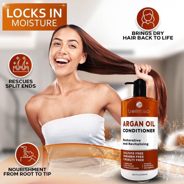 Argan Oil Conditioner   Sulfate Free with No Parabens   Moroccan Botanicals for Women and Men   Professional Moisturizing Anti Frizz Hydrating Solution for Dry Wavy Curly and Color Treated Hair - Image 4