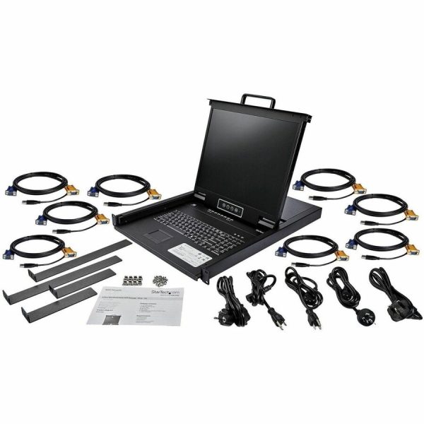 StarTech.com 8 Port Rackmount KVM Console w/ Cables - Integrated KVM Switch w/ 19" LCD - 1U LCD KVM Drawer 50000 MTBF - USB + VGA Support - Image 5