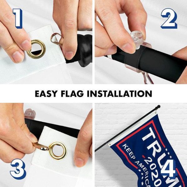 G128 Combo Pack: 6 Feet Tangle Free Spinning Flagpole (Black) Trump Keep America Great Flag 3x5 ft Printed 150D Brass Grommets (Flag Included) Aluminum Flag Pole - Image 7