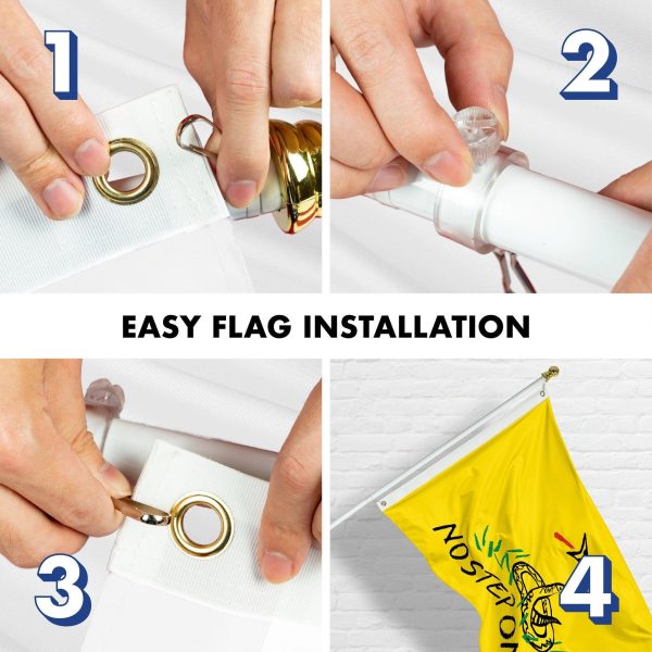 G128 Combo Pack: Flag Pole 6 FT White Tangle Free & No Step On Snek Flag 3x5ft 150D Printed Polyester - Image 7