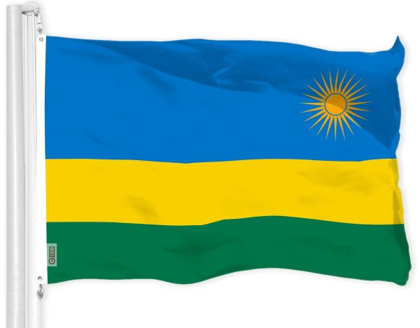 G128 Combo Pack: American USA Flag 3x5 Ft & Rwanda Rwandan Flag 3x5 Ft | Both LiteWeave Pro Series Printed 150D Polyester, Brass Grommets - Image 2