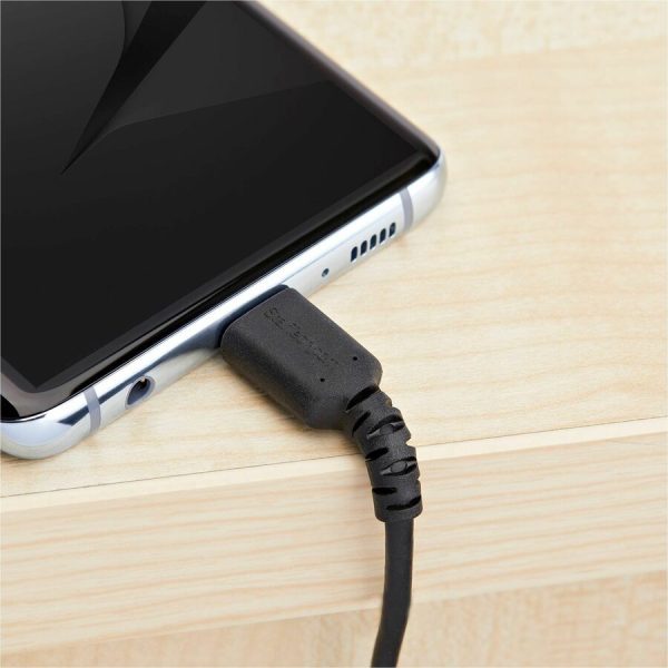 StarTech.com 1m USB A to USB C Charging Cable - Durable Fast Charge & Sync USB 2.0 to USB Type C Data Cord - Aramid Fiber M/M 3A Black - Image 6