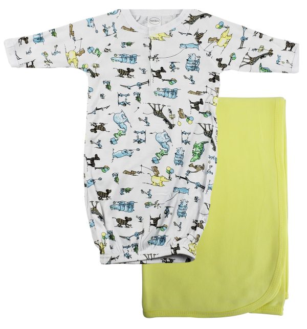 Print Infant Gown And Recieving Blanket Cs_0095