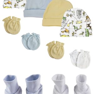 Boys Baby Caps, Booties And Mittens (pack Of 10) Nc_0289