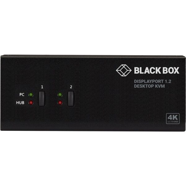 Black Box KVM Switch - Dual-Monitor, DisplayPort 1.2, 4K 60Hz, USB 3.0 Hub, Audio - Image 2
