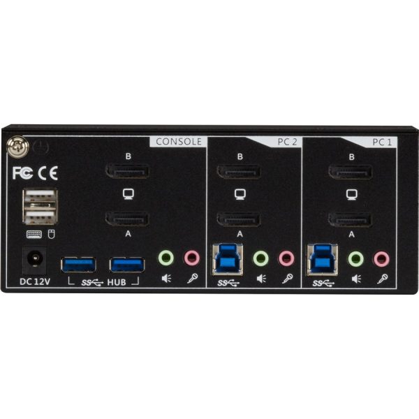 Black Box KVM Switch - Dual-Monitor, DisplayPort 1.2, 4K 60Hz, USB 3.0 Hub, Audio - Image 3
