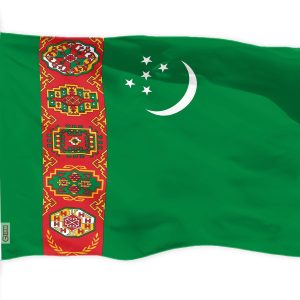 G128 Turkmenistan Turkmenistani Flag | 3x5 Ft | LiteWeave Pro Series Printed 150D Polyester | Country Flag, Indoor/Outdoor, Vibrant Colors, Brass Grommets, Thicker and More Durable Than 100D 75D Poly