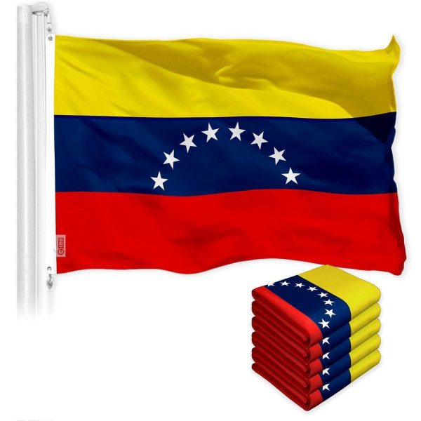G128 5 Pack: Venezuela Venezuelan Flag | 3x5 Ft | Printed 150D Polyester - Indoor/Outdoor, Vibrant Colors, Brass Grommets, Quality Polyester, Much Thicker More Durable Than 100D 75D Polyester