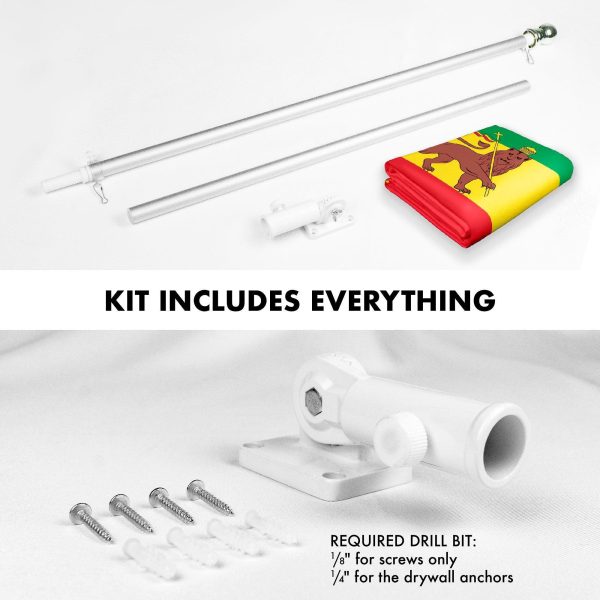 G128 Combo Pack: 6 Feet Tangle Free Spinning Flagpole (Silver) Ethiopia Ethiopian Flag 3x5 ft Printed 150D Brass Grommets (Flag Included) Aluminum Flag Pole - Image 2