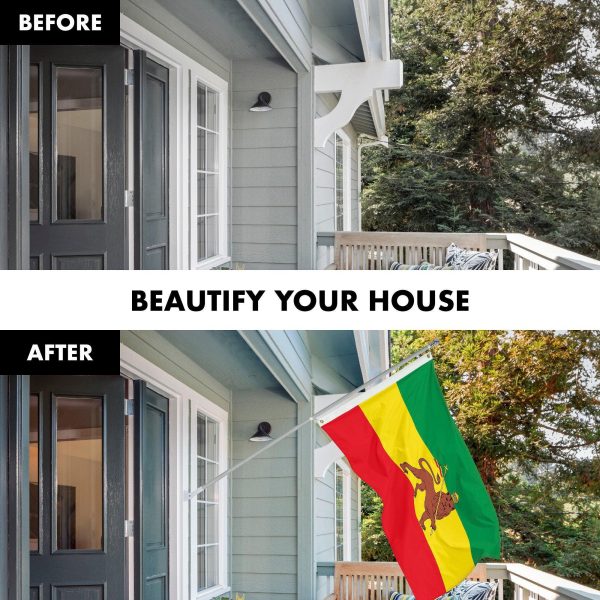 G128 Combo Pack: 6 Feet Tangle Free Spinning Flagpole (Silver) Ethiopia Ethiopian Flag 3x5 ft Printed 150D Brass Grommets (Flag Included) Aluminum Flag Pole - Image 3