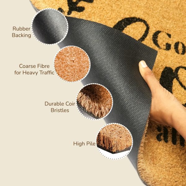 Welcome Doormats Natural Coco Coir Mats with Non Slip PVC Backing Indoor Outdoor Mats for Home & Office Mats for Door with God Bless This Home Print Beige & Black 30 x17 - Image 4