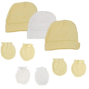 Baby Boy, Baby Girl, Unisex Infant Caps And Mittens (pack Of 6) Nc_0401