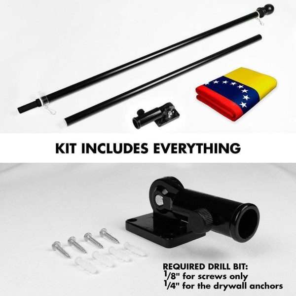 G128 Combo Pack: 6 Ft Tangle Free Spinning Flagpole (Black) & Venezuela Flag 3x5 Ft Printed 150D Polyester, Brass Grommets (Flag Included) Aluminum Flag Pole - Image 2