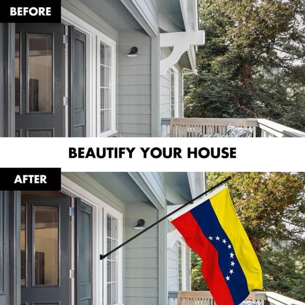 G128 Combo Pack: 6 Ft Tangle Free Spinning Flagpole (Black) & Venezuela Flag 3x5 Ft Printed 150D Polyester, Brass Grommets (Flag Included) Aluminum Flag Pole - Image 3