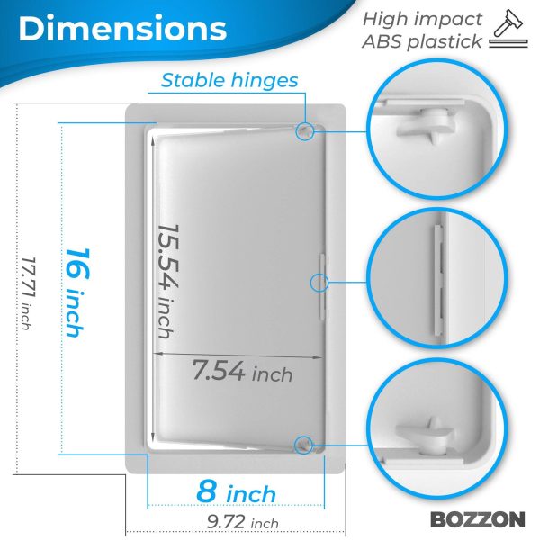 Access Panel for Drywall   8x16 inch   Wall Hole Cover   Access Door   Plumbing Access Panel for Drywall   Heavy Durable Plastic White - Image 2