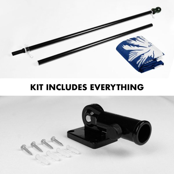 G128 Combo Pack: 5 Ft Tangle Free Aluminum Spinning Flagpole (Black) & South Carolina SC State Flag 2x3 Ft, ToughWeave Series Embroidered 300D Polyester | Pole with Flag Included - Image 2
