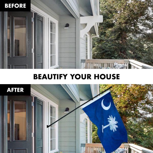 G128 Combo Pack: 5 Ft Tangle Free Aluminum Spinning Flagpole (Black) & South Carolina SC State Flag 2x3 Ft, ToughWeave Series Embroidered 300D Polyester | Pole with Flag Included - Image 3