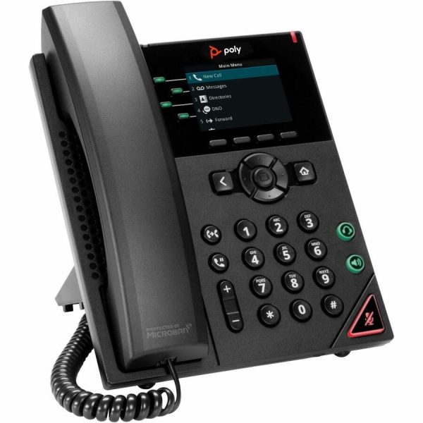 Poly VVX 250 IP Phone - Corded - Corded - Desktop, Wall Mountable - Black - Image 2
