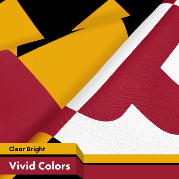 G128 2 Pack: Maryland MD State Flag | 3x5 Ft | Printed 150D Polyester - Indoor/Outdoor, Vibrant Colors, Brass Grommets, Quality Polyester, Much Thicker More Durable Than 100D 75D Polyester - Image 3