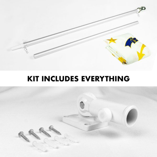 G128 Combo Pack: 5 Ft Tangle Free Aluminum Spinning Flagpole (Silver) & Rhode Island RI State Flag 2.5x4 Ft, ToughWeave Series Embroidered 300D Polyester | Pole with Flag Included - Image 2