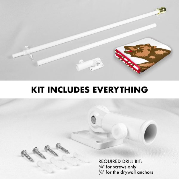 G128 Combo Pack: 6 Feet Tangle Free Spinning Flagpole (White) California CA State Flag 3x5 ft Printed 150D Brass Grommets (Flag Included) Aluminum Flag Pole - Image 2