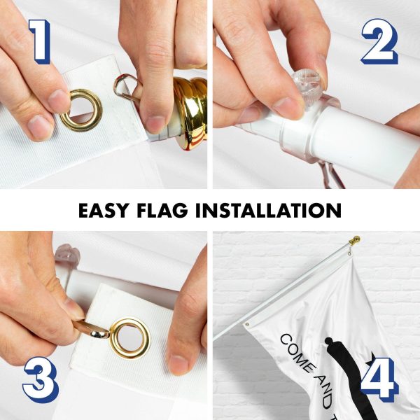 G128 Combo Pack: Flag Pole 5 FT White Tangle Free & Come and Take It Flag 2x3 FT Double Sided Embroidered 210D Heavy Duty Polyester - Indoor/Outdoor, Vibrant Colors, Brass Grommets, 3-ply - Image 7